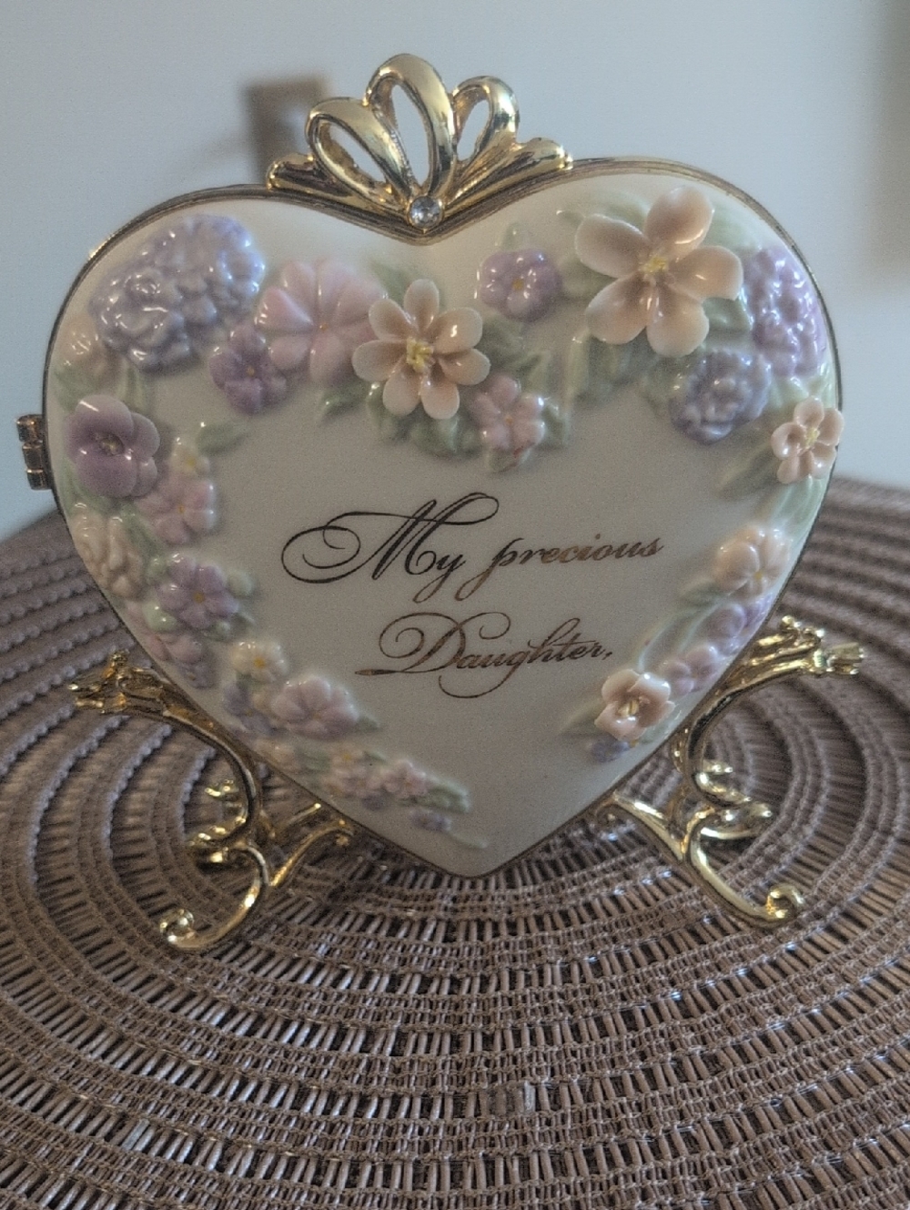 The Bradford Exchange Heart Trinket Box in Pastel Pink, Lavender & Cream